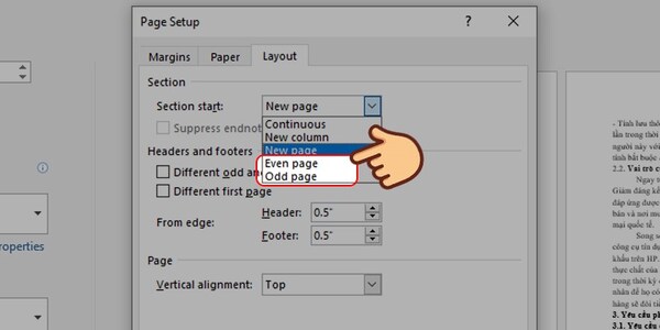 Bạn có thể chọn Odd page hoặc Even page để in trước