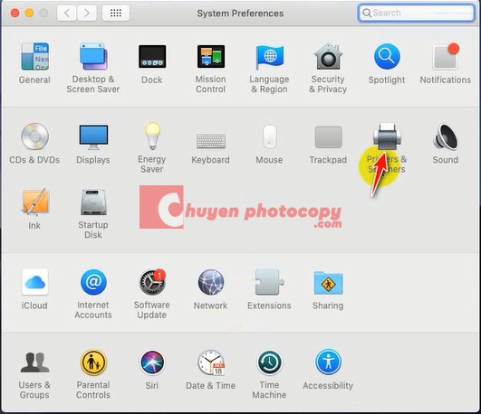 Đi đến trình quản lý cài đặt máy in của bạn trên MacOS