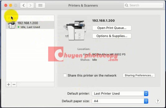 Hoàn tất quá trình cài đặt in máy photo cho MacOS