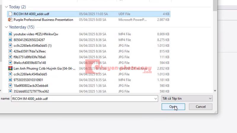backup trên máy Ricoh IM
