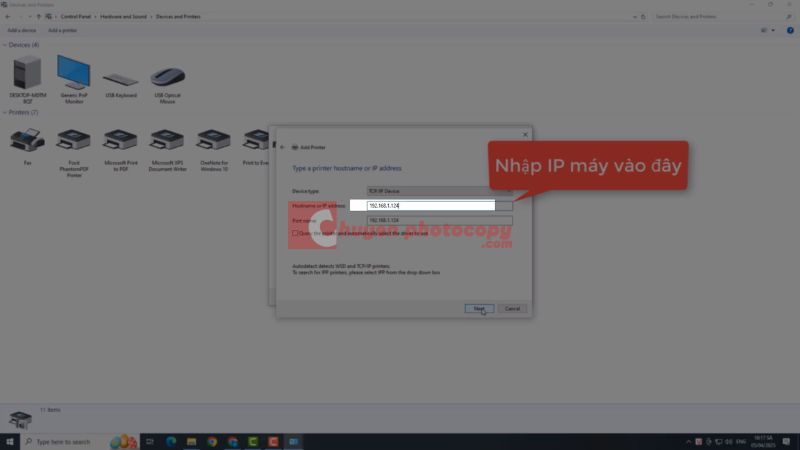 Nhập địa chỉ IP