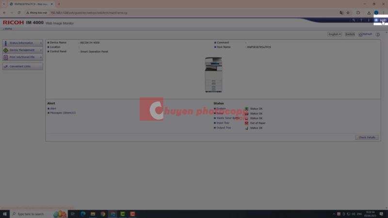 Giao diện của máy