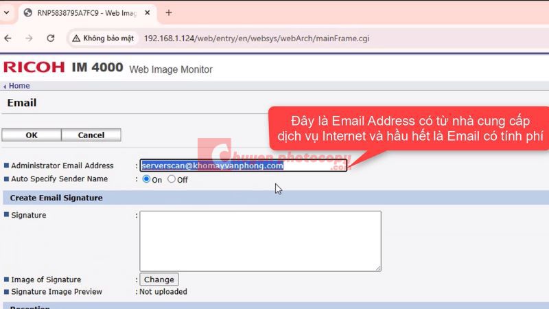 Vị trí điền Email Address
