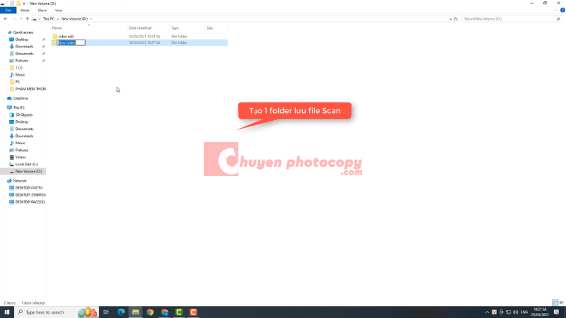 Tạo folder mới lưu file Scan