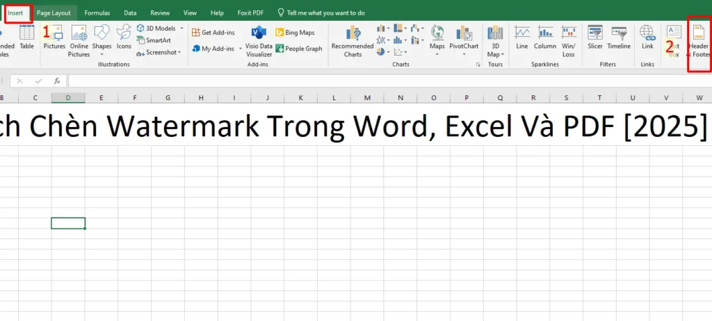 Chèn watermark dạng chữ trong Excel 