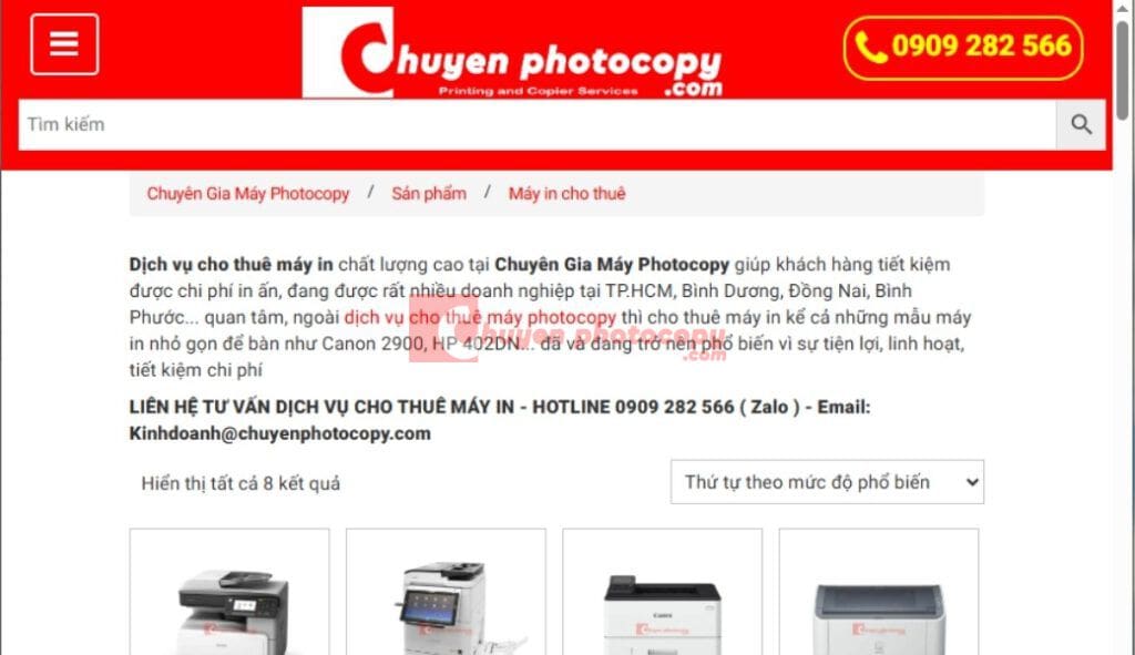 Dịch vụ thuê máy in giá tốt tại Chuyenphotocopy.com